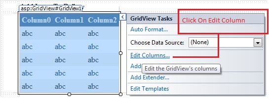 Edit Column on the Gridview Task